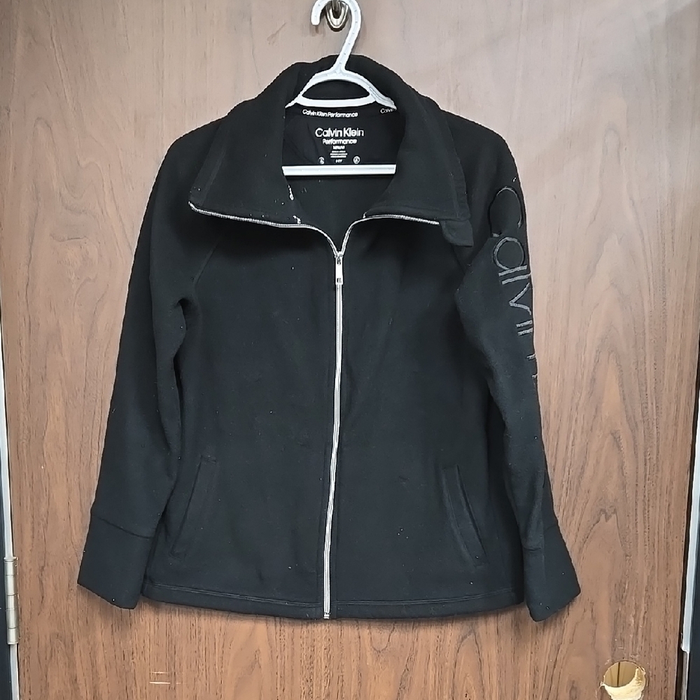 Calvin Klein Performance Size M Black Zip Up Fleece Sweater
